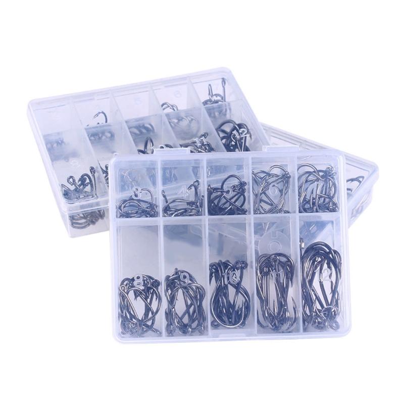 100/500 Pezzi Amo da Pesca con Ardiglione in Acciaio Sostituzione Amo da Pesca per Acqua Salata con Occhiello Antiruggine
