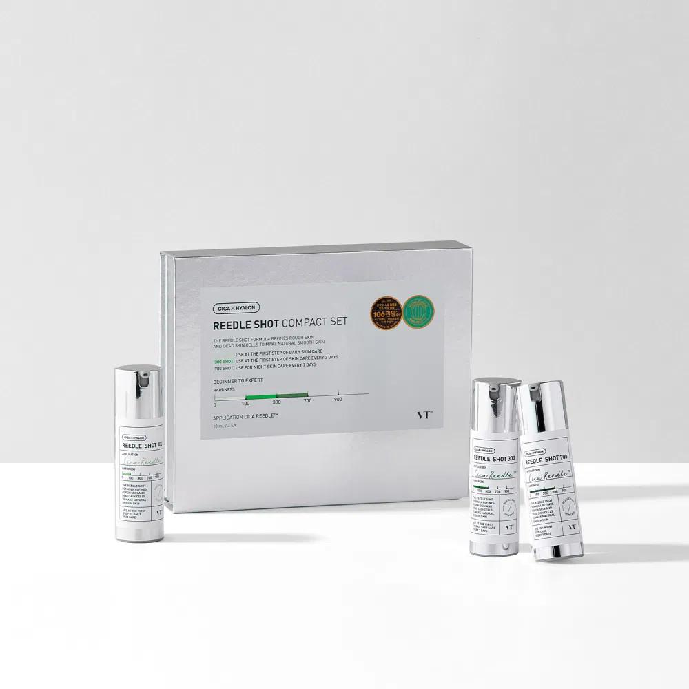 VT Cosmetics Reedle Shot Kompakt-Set 100 300 700 je 10ml Cica Reedle Niacinamid Centella Hyaluronsäure Haut-Booster Trio