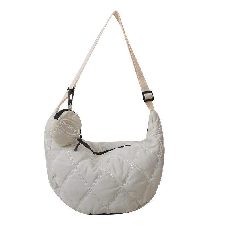 

Dumpling bag women s Japanese ins versatile messenger bag corduroy casual large capacity student class commuting shoulder bag білий