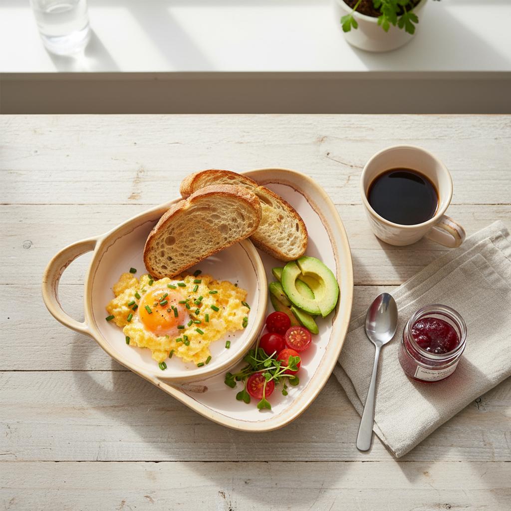 Soup and Sandwich Plate with Handle Combo Ceramic Soup Easy To Clean Soggy Cereal Bowls for Dessert Fruit Salad