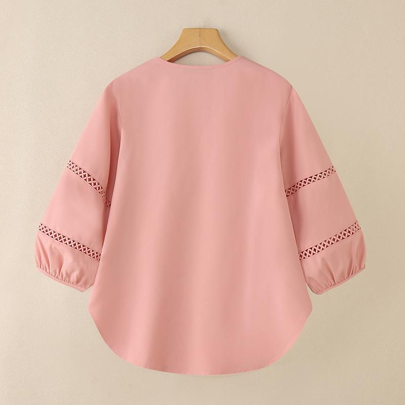 ZANZEA Women Casual V-Neck 3/4 Sleeve Loose Embroidery Blouse