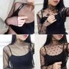 Women Mesh Top With Nylon Fabric Long Sleeve Sheer Lace Shirt For Spring Summer Fashion