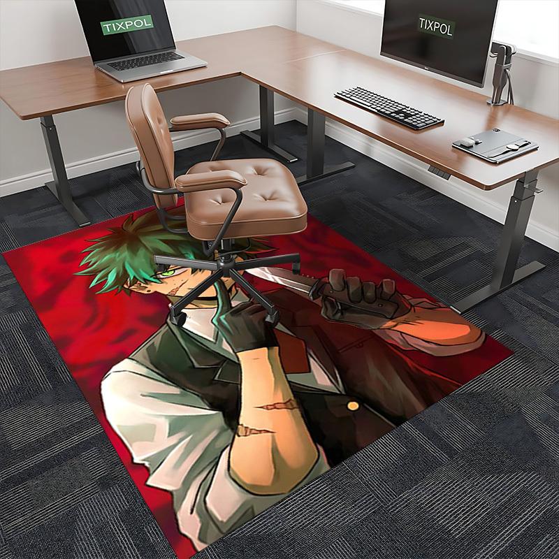 1 Stück My Hero Academia Midoriya Izuku Thema Stuhlmatte - Anime Cartoon Design Schreibtischunterlage, Rutschfeste Teppichmatte für Heimdekoration, Geeignet für Alle Jahreszeiten.Y
