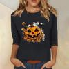 Women's Fashion Casual Three-quarter Sleeve Halloween Printed Round Neck Top
