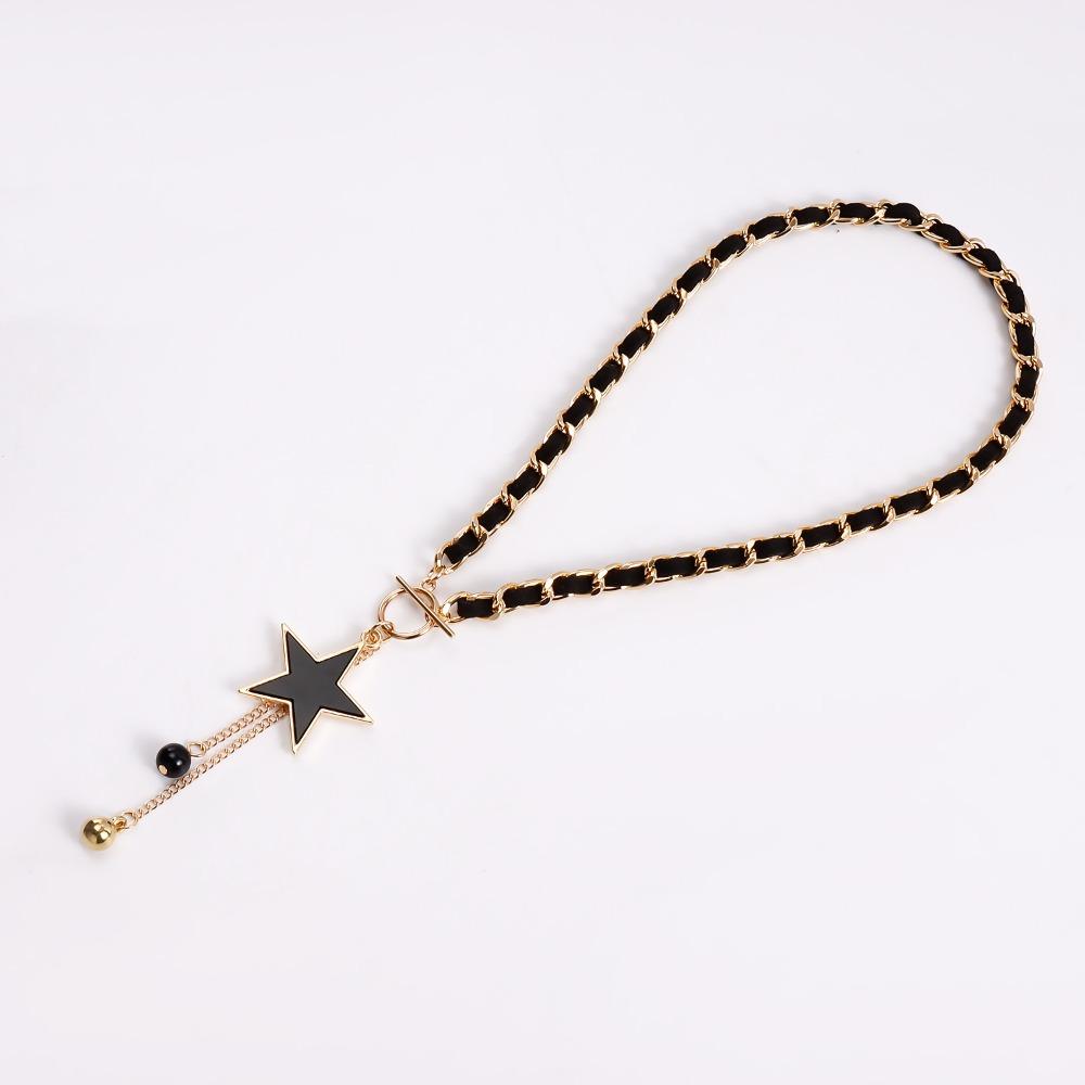Zinc Zinc Alloy Flannel Wrapped Choker Classic Star Tassel Necklace Lady/Girls