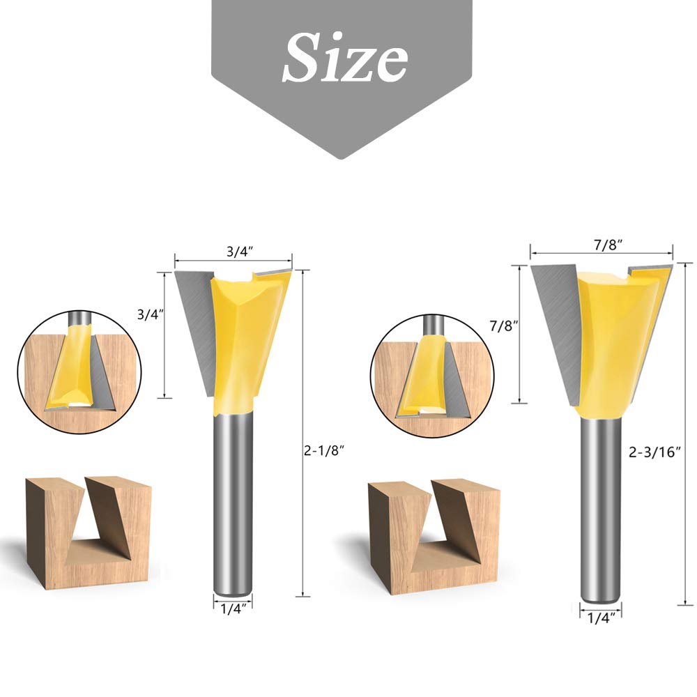6PCS Dovetail Router Bit Set Woodworking Milling Cutter Carving Tool Wood Router Bits Kit