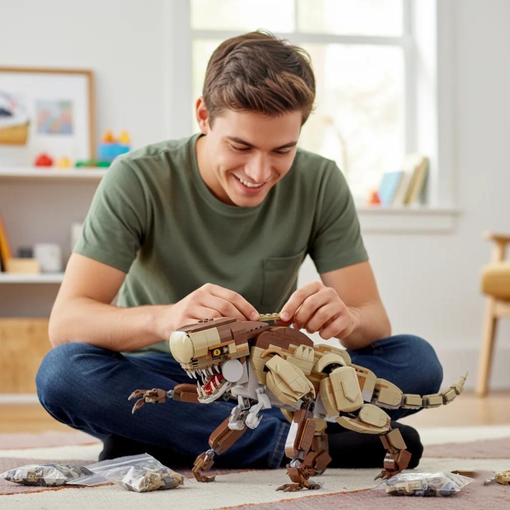 Jurassic Dinosaurs Welt Tierpark Bausteine mit kleinen Partikeln Montage Bausteine Modell Spielzeug für Kinder