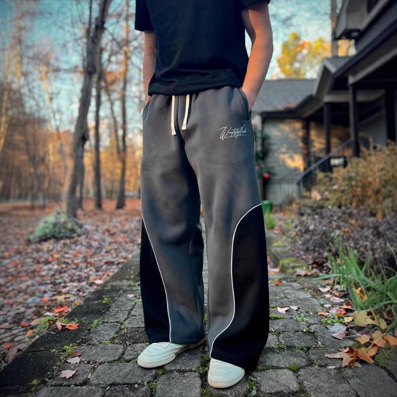 European and American Y2K Loose Straight Tube Casual Retro Trend Splicing Personalized Sports Style Pants