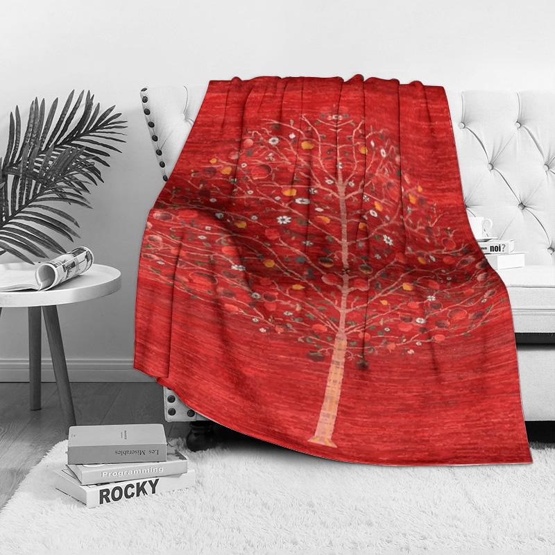 Red Floral Fleece Throw Blanket Soft Cozy Bed Blanket for Women Girls Gift Christmas Decoration