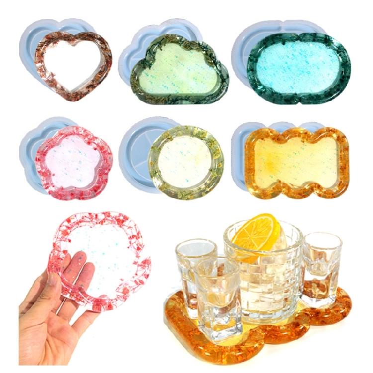 DIY Jewelry Tray Mould Cute Cloud Heart Flower Shape Plate Resin Casting Mould