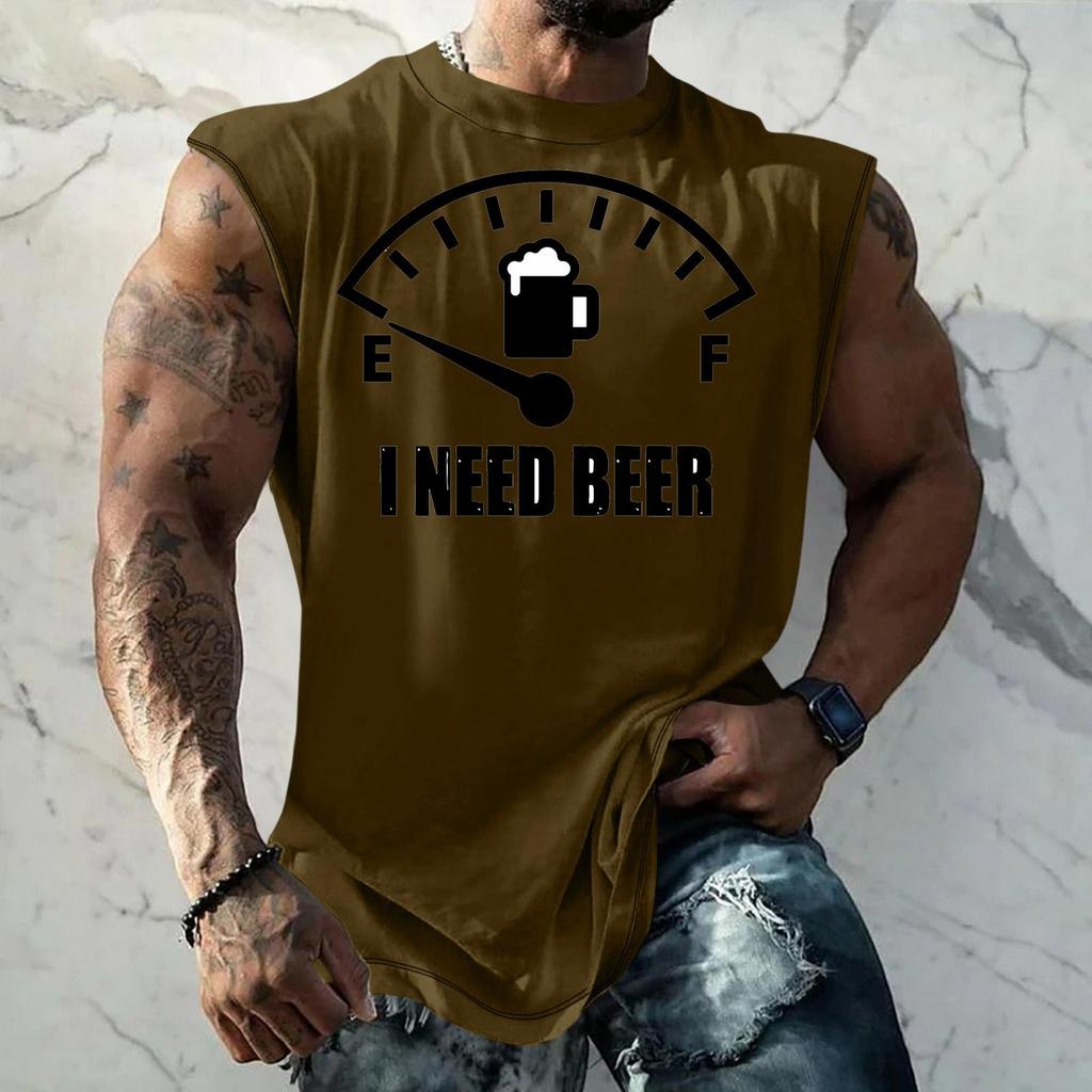 Men's Loose Fit Sleeveless Tank Top Casual Streetwear Printed Muscle Shirt Summer Outdoor Sportswear