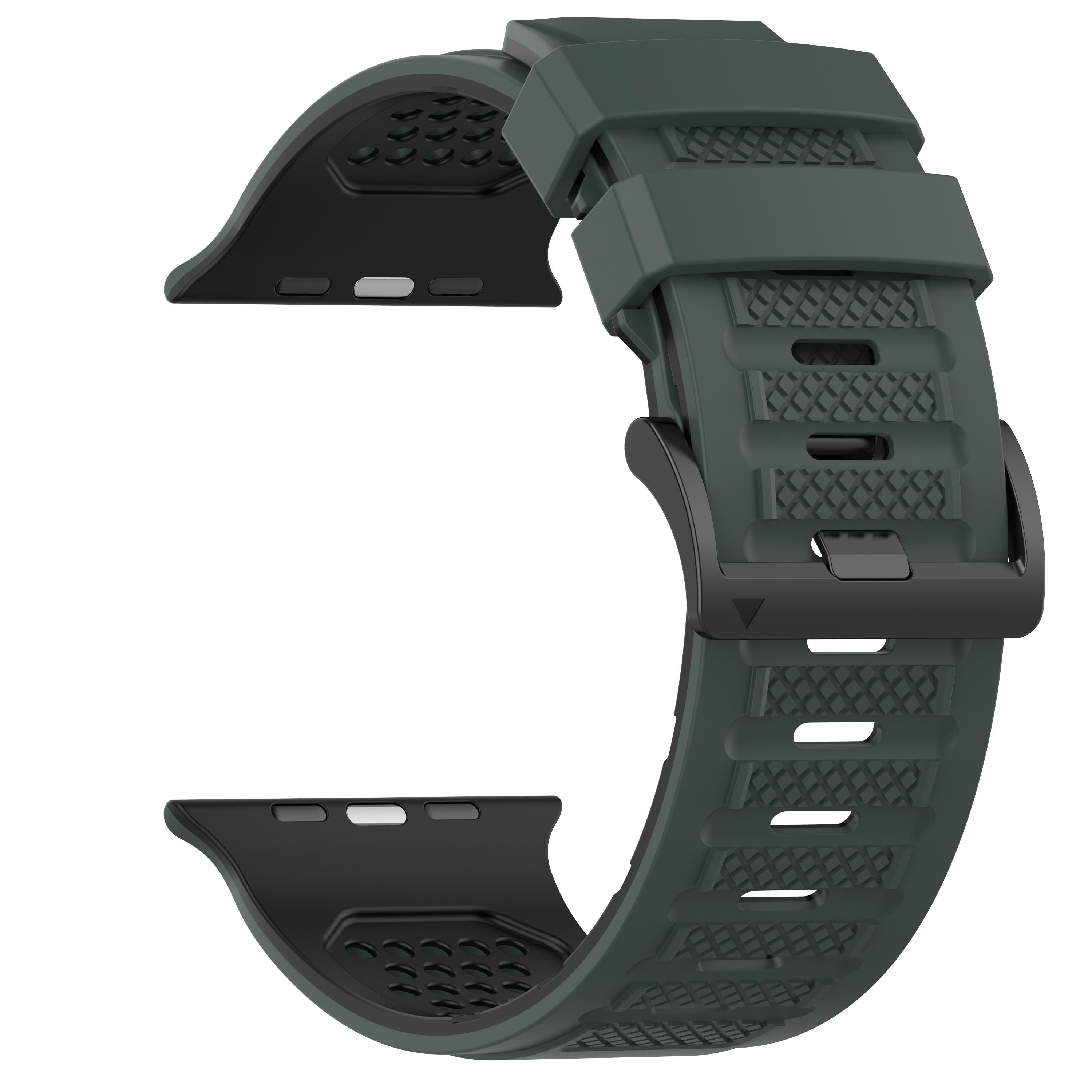 

Дышащий спортивный ремешок для Apple Watch Series 11 10 9 8 7 6 SE3 Двухцветный силиконовый ремешок для Iwatch Ultra 3/2 49мм 42 44 45 46мм 42-44-45-49MM
