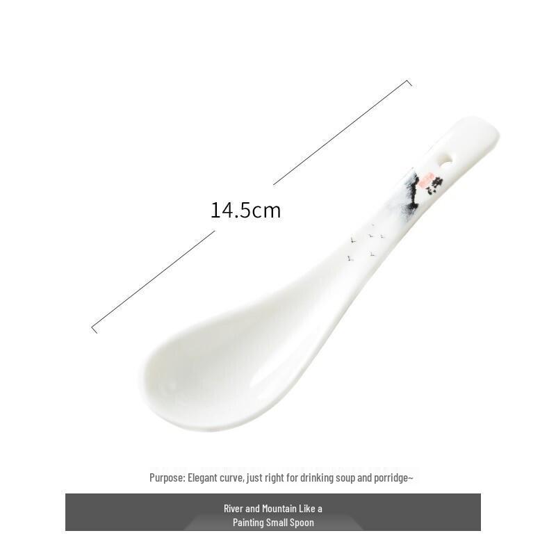 Tangshan Bone China Long Handle Soup Spoon - Ceramic Tableware Ladle Spoon