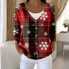 Damemote Langermet Christmas Snowman Snowflake Print Jakke Cardigan