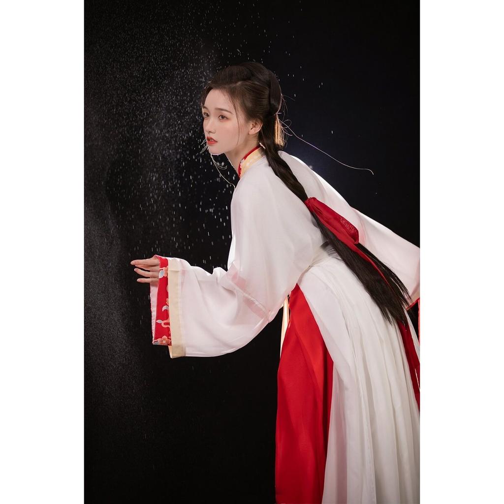 Women's Jin Dynasty Cross Collar Waist-High Ruqun Hanfu, Goddess Style Traditional Chinese Dress For Spring Autumn