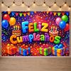 Spanish Feliz Cumpleaños Banner Colorful Balloon Happy Birthday Party Decor Backdrop Children Adult Photography Background Gifts