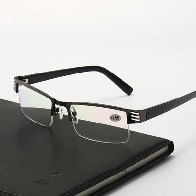 Nouvelles Lunettes de Lecture Haut de Gamme Affaires Lunettes Couvertes Résine Lire Lunettes Métal Demi-Monture Presbytie Hypermétropie Lunettes +1.0