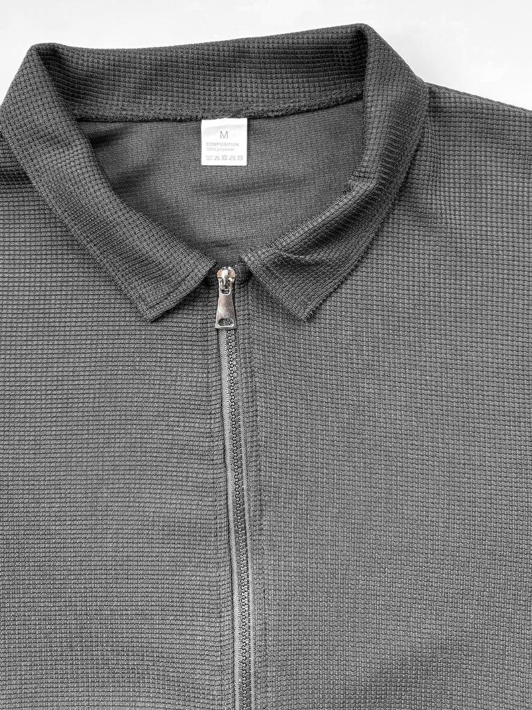 2025 Herren Slim Fit Lässige Strickjacke Jacke - Frühling/Herbst, Reißverschlusstaschen, Reverskragen, Uni-Farbe
