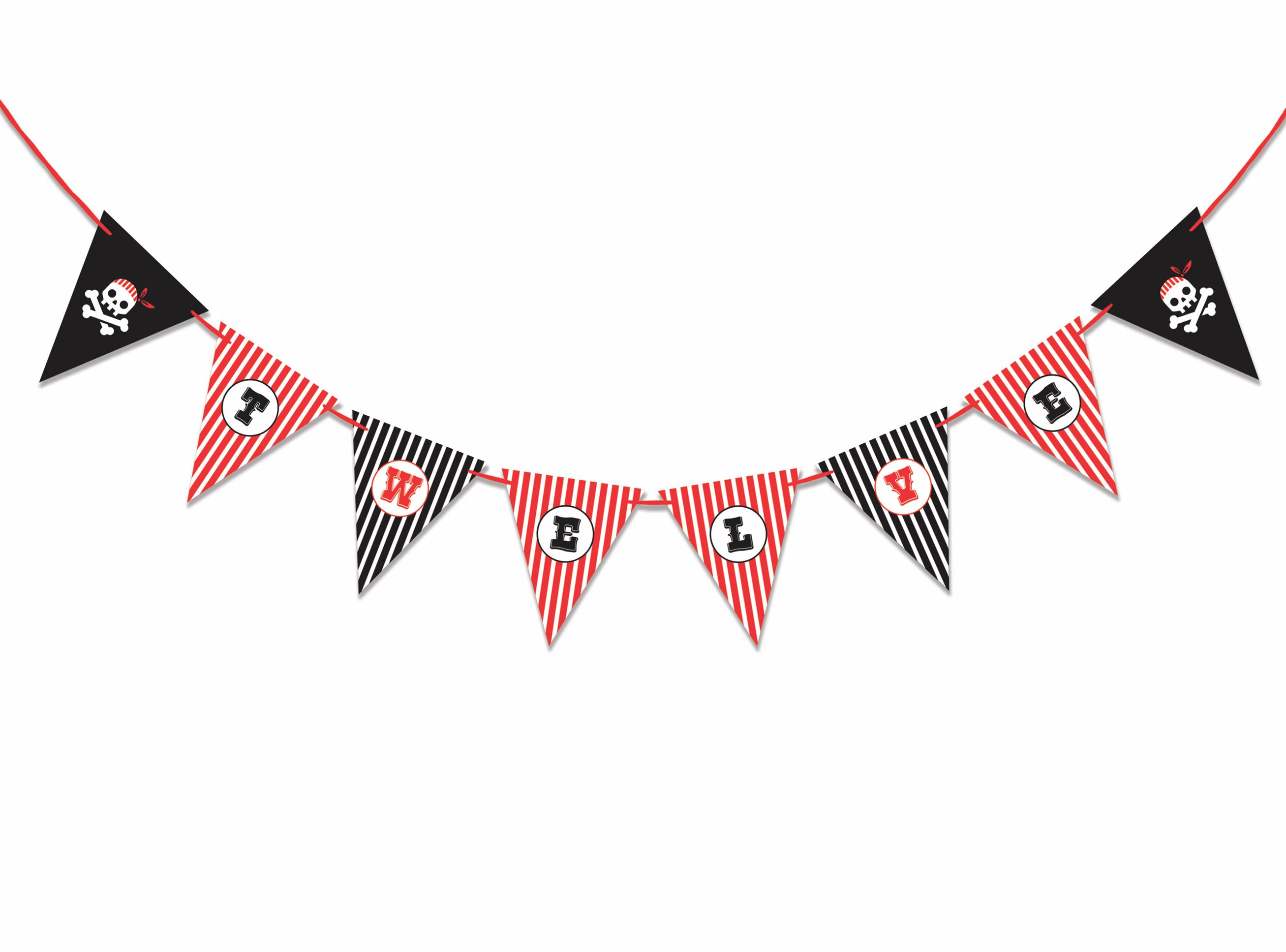 

Inkdotpot Прикраси для вечірки до дня народження, гірлянда для вечірки з днем ​​народження, хлопчик, піратський вимпел, банер червоний