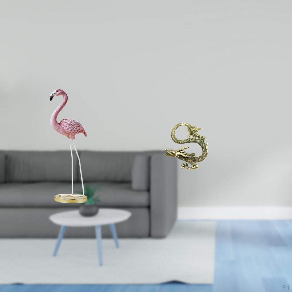 Flamingo Resin Brass Bird Sculpture Modern Art Figurine Home Decor Garden Statue with Metal Stand