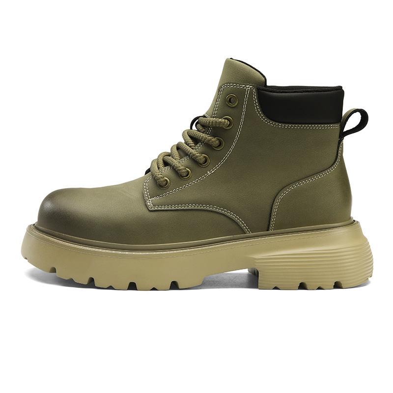 

Мужские ботинки Мартин на толстой подошве, большие желтые ботинки, зима 2025, новая модная обувь, на легкой подошве, в стиле ретро, на толстой подошве, увеличивающие рост, повседневная мужская обувь 44 хаки