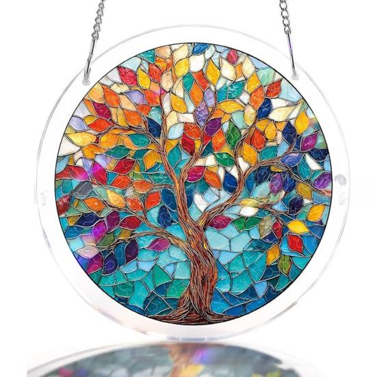 Window Hanging Ornament Suncatcher Puzzle Stained Glass Effect Decorative Light Shadow Art Piece for Balcony Window Decor Gift