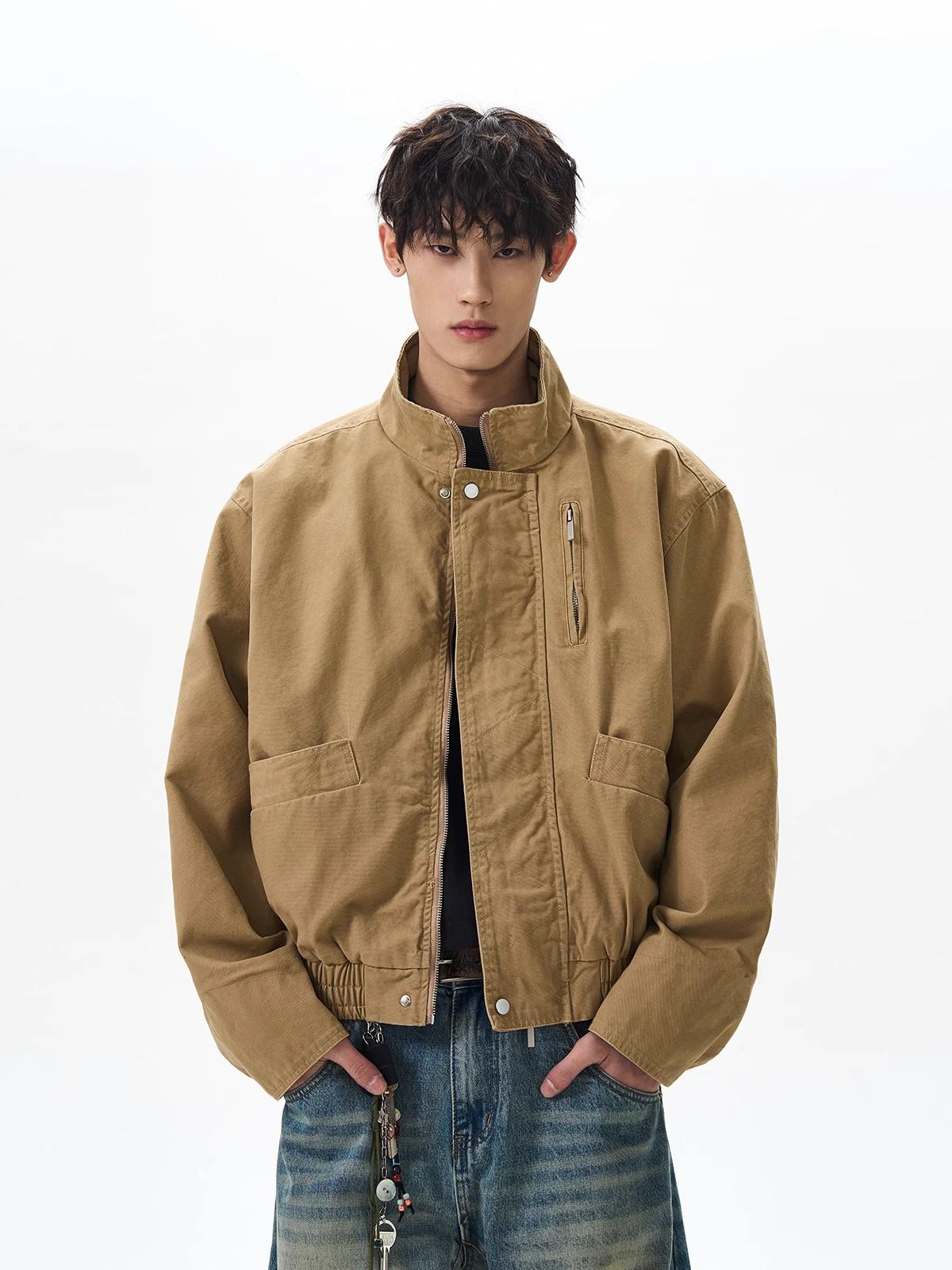 

American Retro Stand Collar Men s Pilot Jacket: 2025 Spring/Autumn Trendy Zipper Cardigan Workwear M