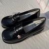Preppy Gilrs Lolita JK Sewing Shoes,Female Students School Embroidered Cherry Block Kitten Heels Loafers