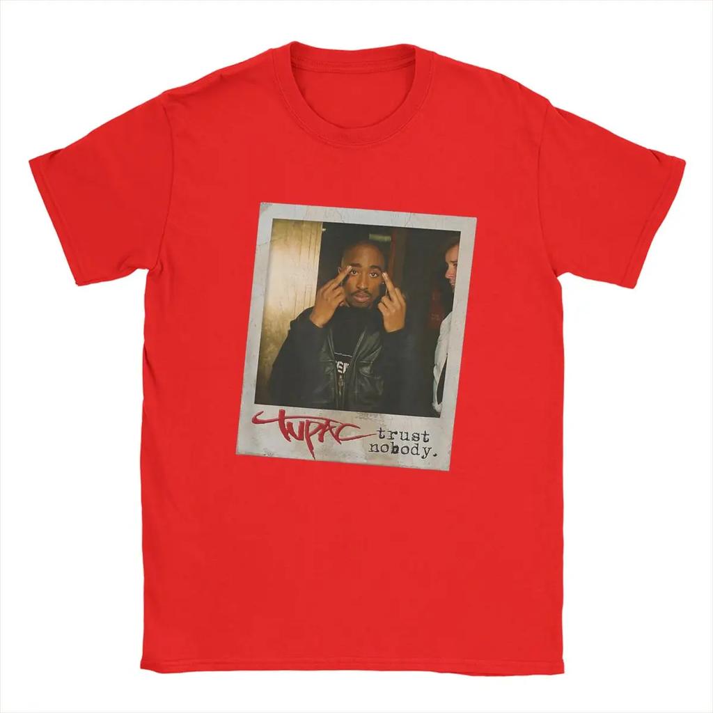 Men T-Shirts T-Tupac Trust Nobody Photo Humorous Pure Cotton Tees Short Sleeve 2pac Hip Hop Y2K Harajuku T Shirts O Neck Gift