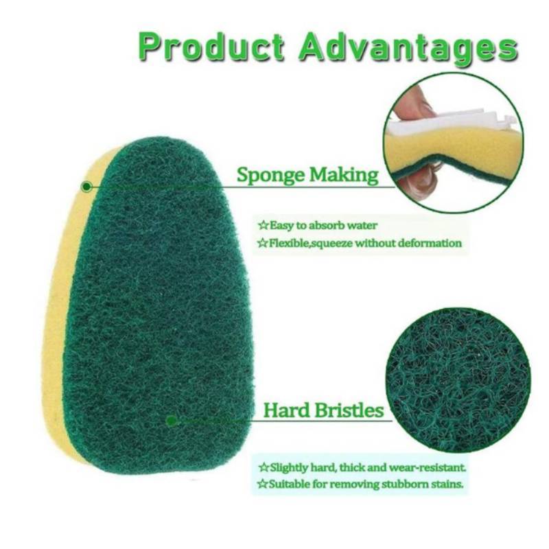 Kitchen Nano Sponge Cleaning Brush With Replacement Heads For Dishwashing And Surface Cleaning
