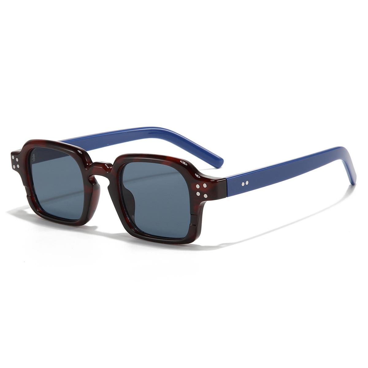 

Ins Popular Square Sunglasses Women Men Rivets GREEN Shades Punk Blue Sun Glasses UV400 Retro Luxury Brand Eyeglasses as picture