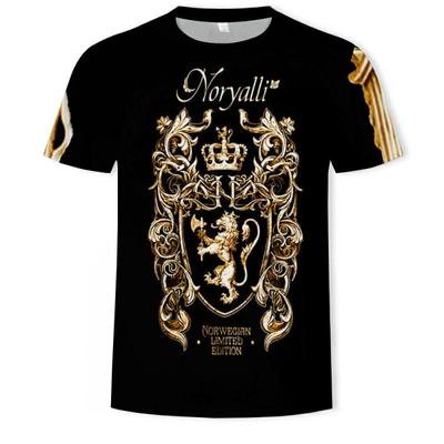 Tricou cu mânecă scurtă cu mânecă scurtă în stil de vară cu imprimeu cu lanț de aur 3D în stil baroc, haine regale pentru bărbați, topuri și tricouri hip hop