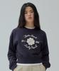 COVERNAT WOMAN Crop Clover Heart Embroidered Sweatshirt Navy