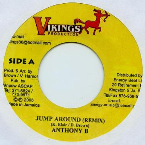 

7-дюймовая пластинка ANTHONY B - Jump Around (Ремикс) Викинги 2004 Ямайка Регги, Ска и Даб