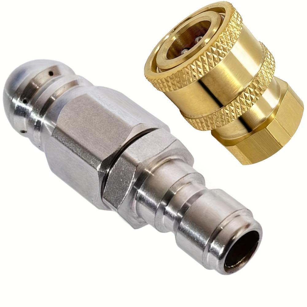 

5000 PSI sewer nozzle, stainless steel 1/4 high-pressure drainage sprayer hose nozzle and G1/4 brass quick connector