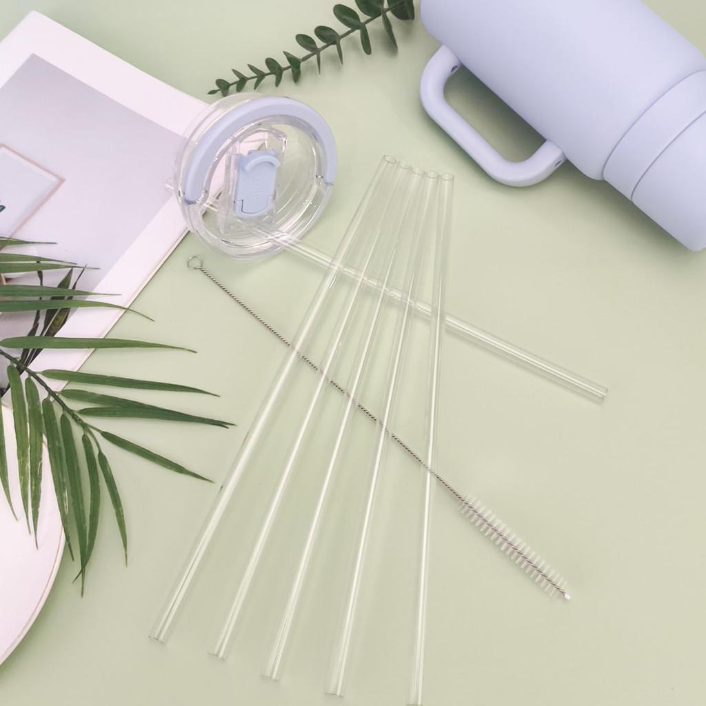 6pcs Replacement Straws for Ello Port 40oz Tumbler, Free BPA Reble Plastic Straws with Cleaning Brush for Travel Water Bottles Accessories