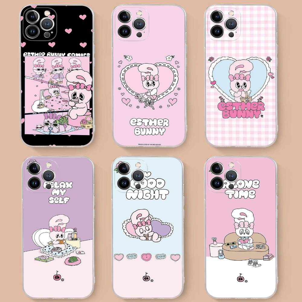 Esther Cute B-B-Bunny For iPhone 17 16 16e 15 14 13 12 11 Pro Max Mini Plus Phone Case