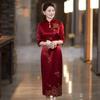 Stylish Red Retro Beaded Cheongsam Wedding Dress for Mother or Mother-in-Law