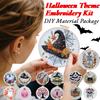 Halloween Embroidery Starter Kit Ghost & Gothic Stamped Cross Stitch Kits with Pattern & Embroidery Hoops for Adults & Beginners