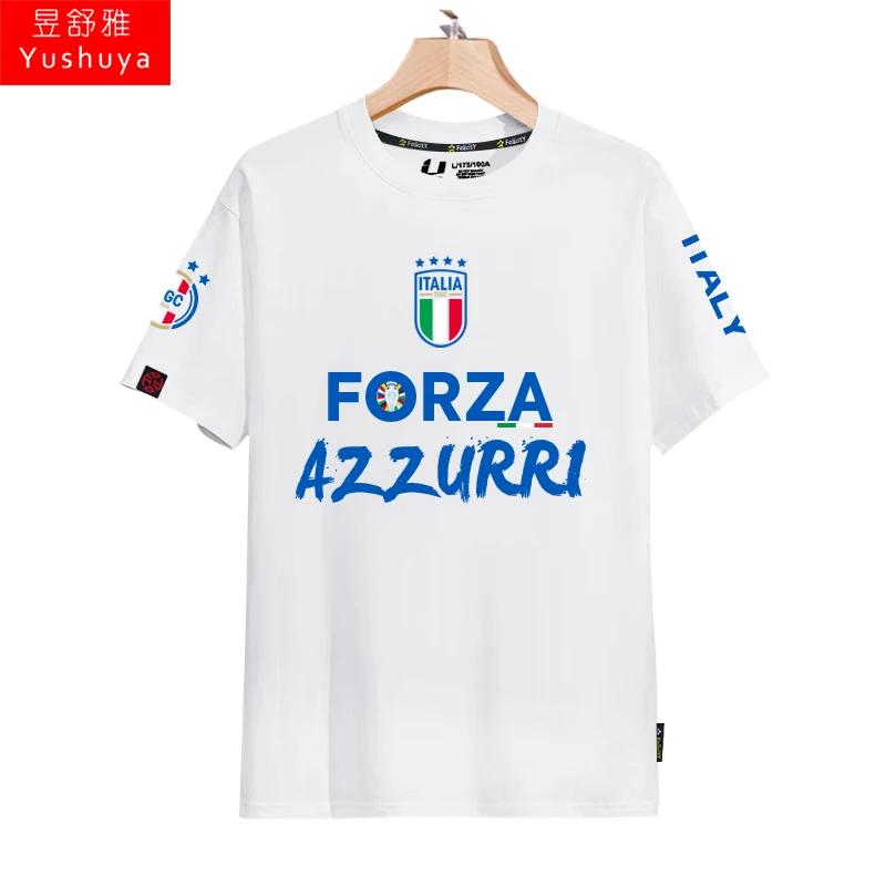 Italy Team European Cup World Cup Football Fan Uniform Short Sleeved T-shirt Men's and Women's 3D Printed T-shirt Summer