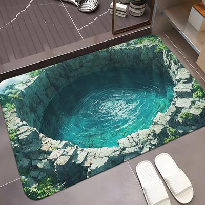 3D Visual Waterfall Floor Mat Household Entrance Porch Marine Ecological Decorative Door Mat Bathroom Non-Slip Mat