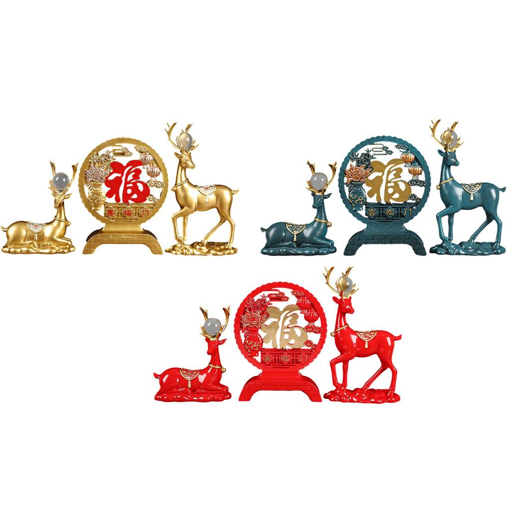 Deer Statues Reindeer Figurines Cabinet Desktop Centerpiece Animal Figure Elk Sculpture for