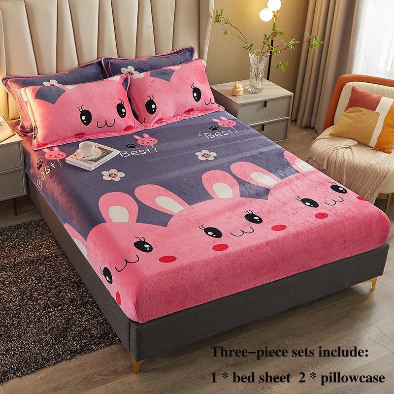 Beds Three-piece Bed Cover Coral Velvet All-inclusive Protective Cover Home Bedding Simple Wind Soft Skin