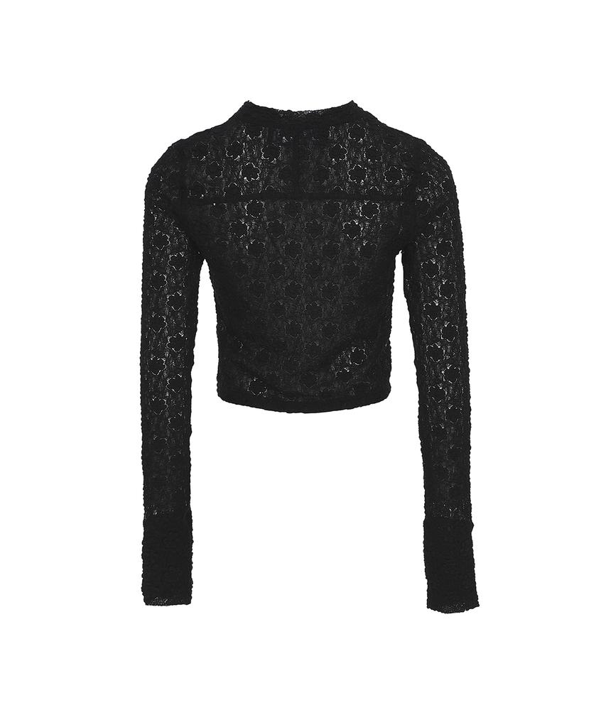 BMUETTE Flower Lace Top Black
