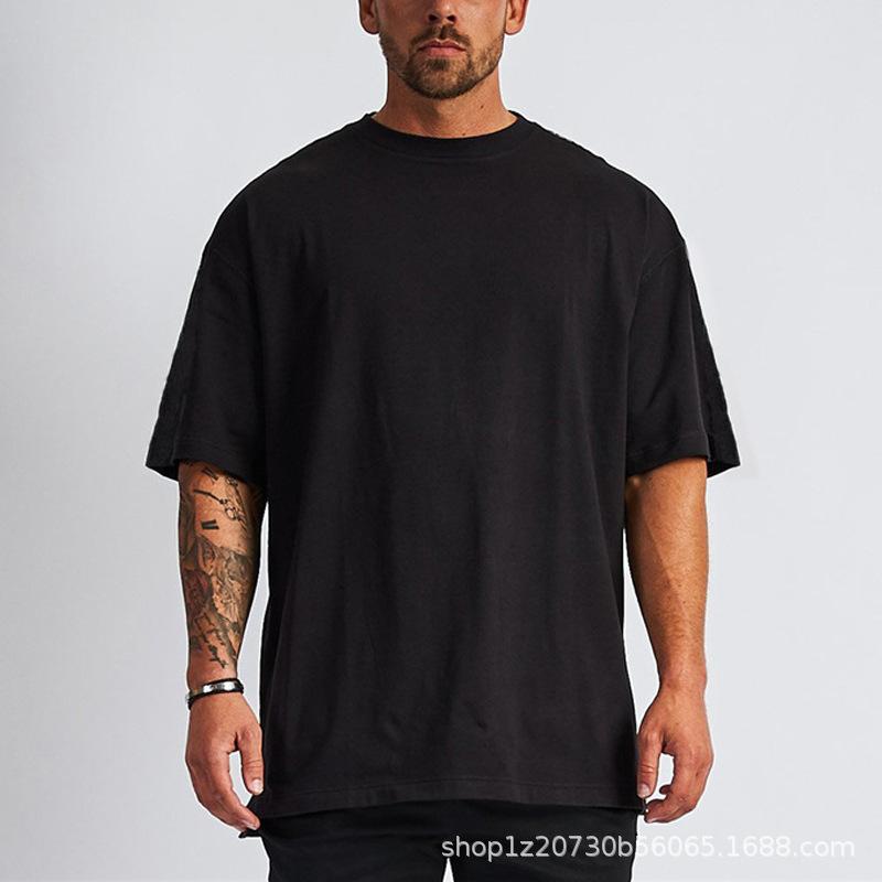 Cotton Short, Wide, Short Sleeved High-quality Off Shoulder Loose Round Neck T-shirt for Men