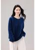 Women's Seamless Round Neck Sweater: 90% Wool, 5% Cashmere, 5% Silk.