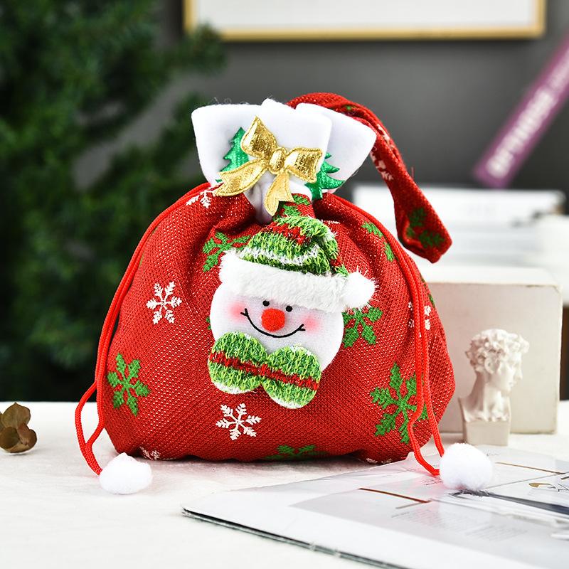 Creative Christmas Gift Bag 2020 Three-Dimensional Doll Candy Tote Bag, Classic Snowman Handmade Bundle Bag