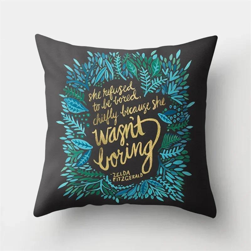 Tropical  Letter Flower Plant Polyester Pillowcase Sofa Living Room Home Decoration Car Waist Cushion Cover