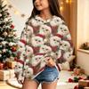 Blusão casual de lã polar para crianças com estampa de Natal e design com capuz