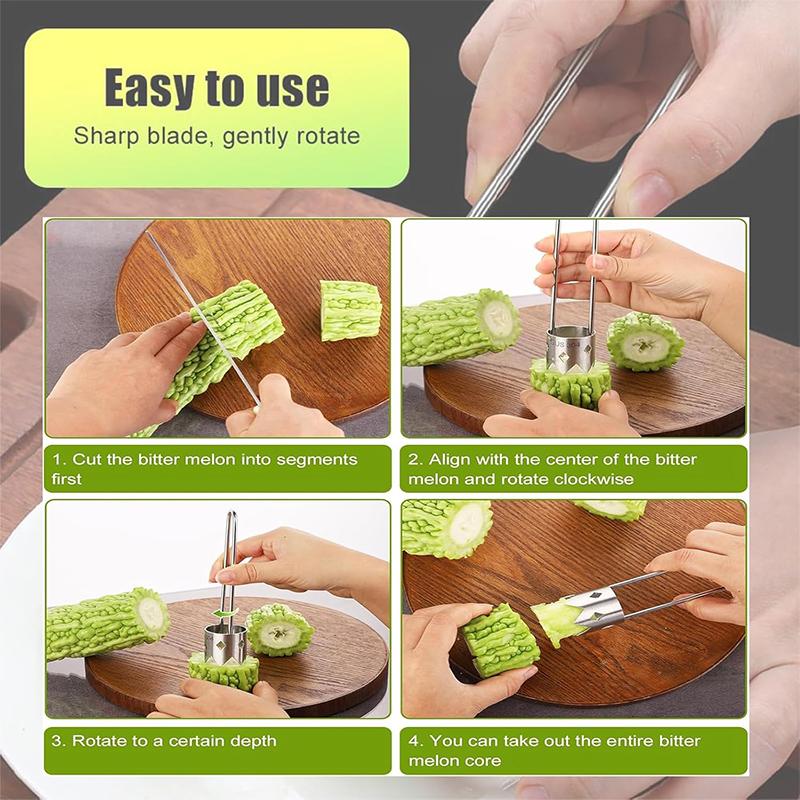 Stainless Steel Pepper Corer Remover Tool Rust-Proof Pears Apples Sharp Serrated Cutter Red Bell Pepper Knife Vegetable Tools